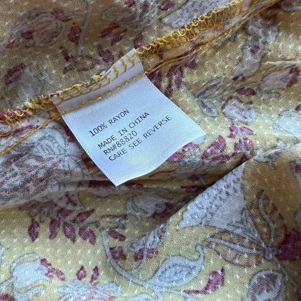 3/$30 Jones New York Womens Yellow Sleeveless Floral Print Pattern Top Size 3X - Picture 12 of 12